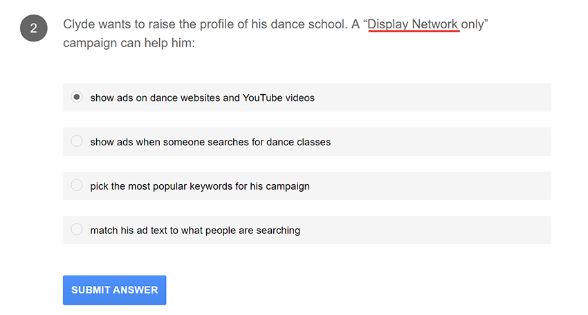 เฉลย ข้อสอบ Google AdWords 002