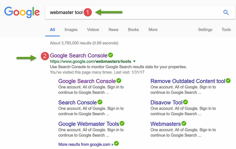 ค้นหา ใน Google คำว่า google webmaster tool