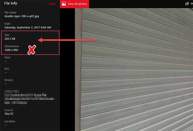 ขนาด dimension ของภาพ